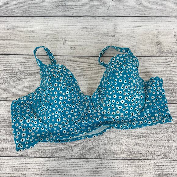 Torrid Plus Size Blue Summer Floral Swim Bikini Top Size 4X D/DD - Picture 1 of 8